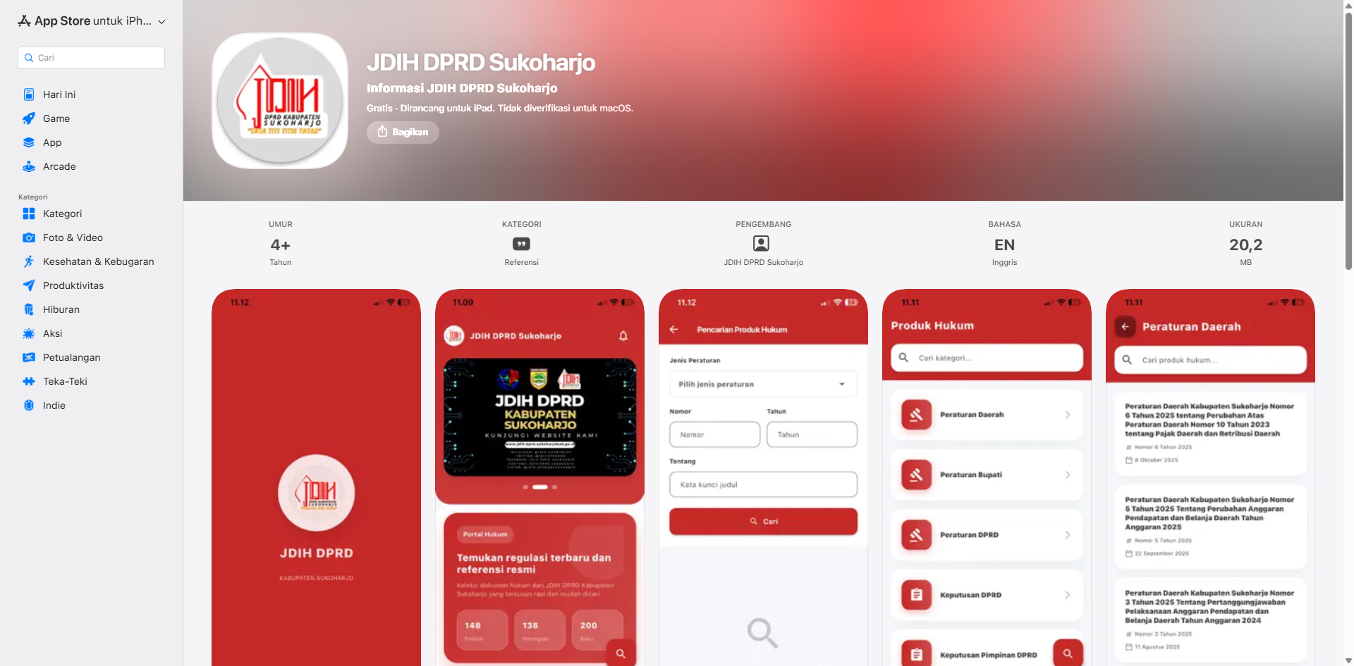 Aplikasi iOS JDIH DPRD Sukoharjo